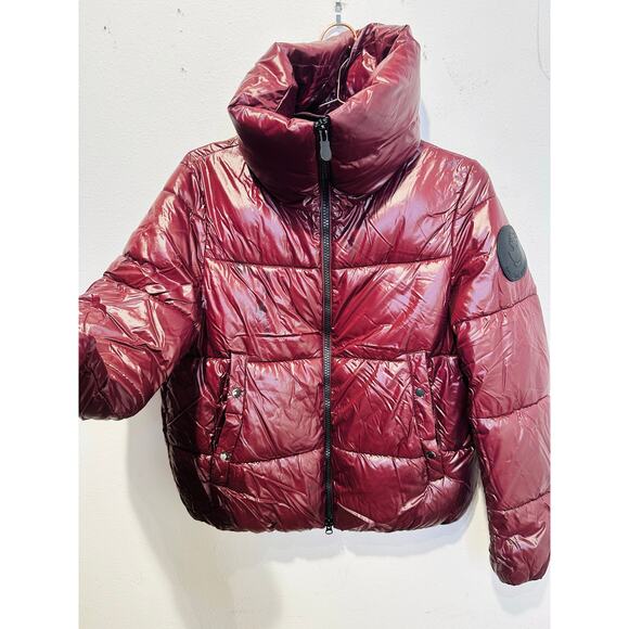 SAVE THE DUCK Burgundy Long Sleeve High Standing Collar Isla Puffer Jacket M - Picture 4 of 16